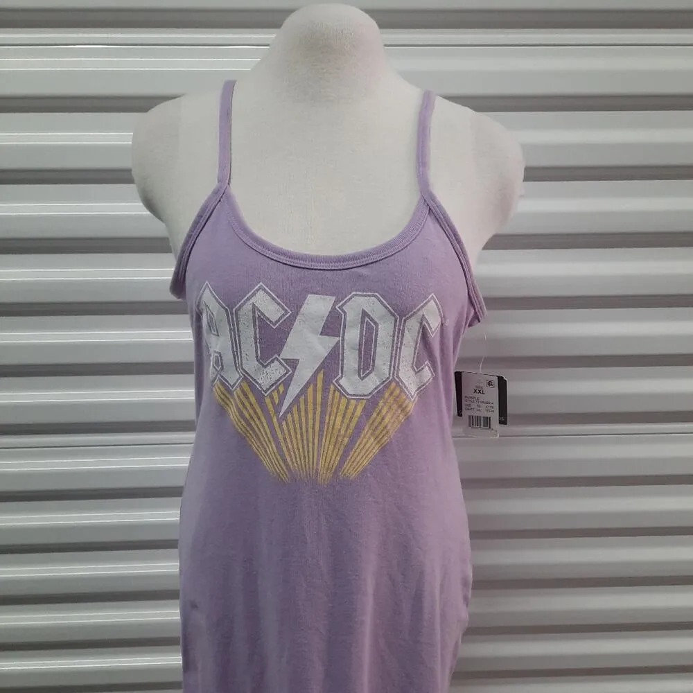 AC DC Tank Dress Womens Plus XXL Purple Sleeveless Stretch Short Casual - Image 5