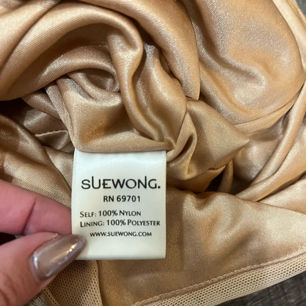 SUE WONG Ruched Lace Embellished One Shoulder Mini Cocktail Dress - Image 6