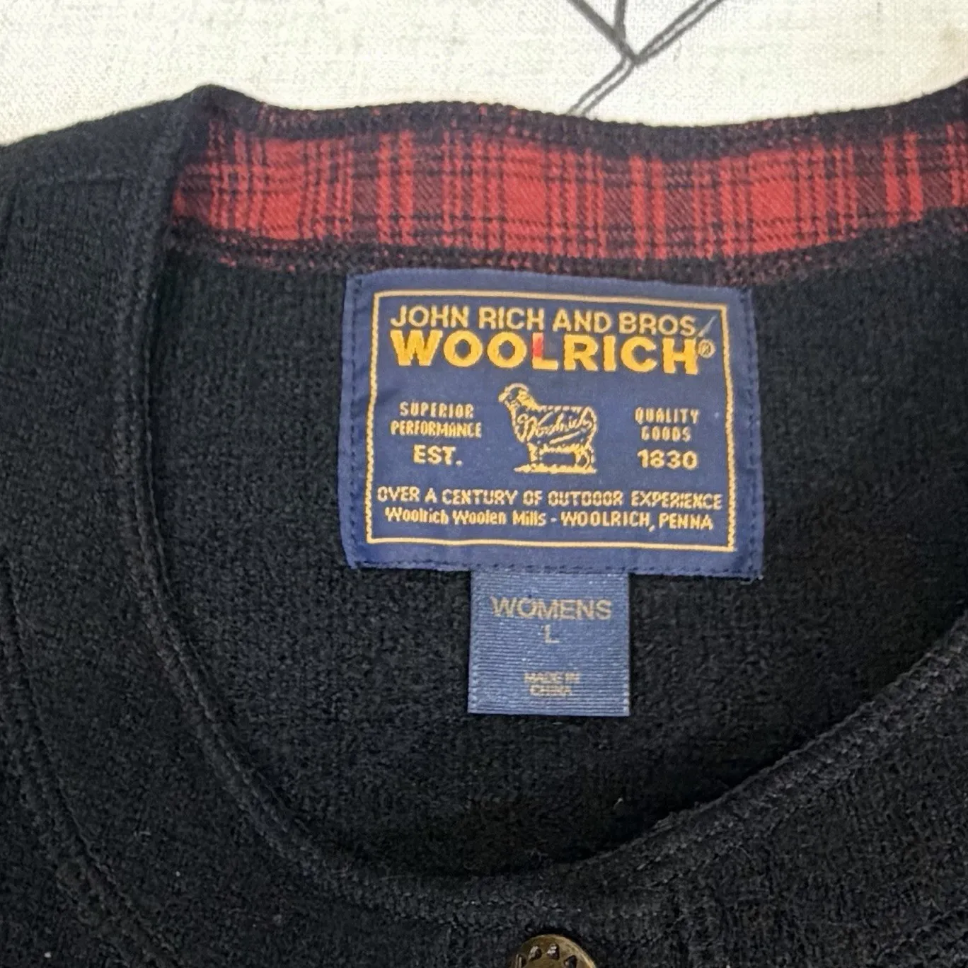 Woolrich Womens L Large Button Up Embroidered Wool Vest Bear MISSING 1 BUTTON - Image 11