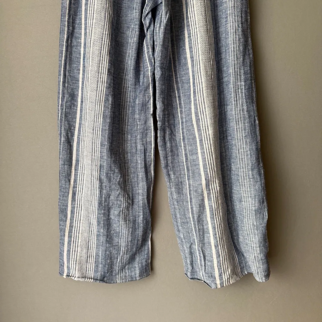 Express sz S blue white striped linen wide leg pants NWT‎ - Image 8