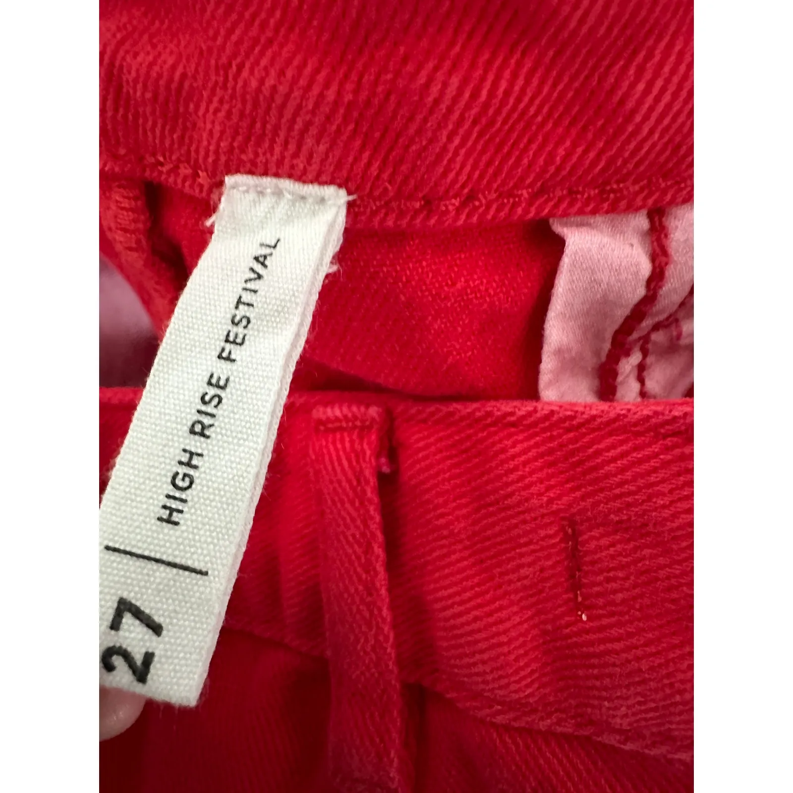 Pacsun Womens Red High-Rise Festival Cut Off Denim Shorts Size 27 Booty - Image 6