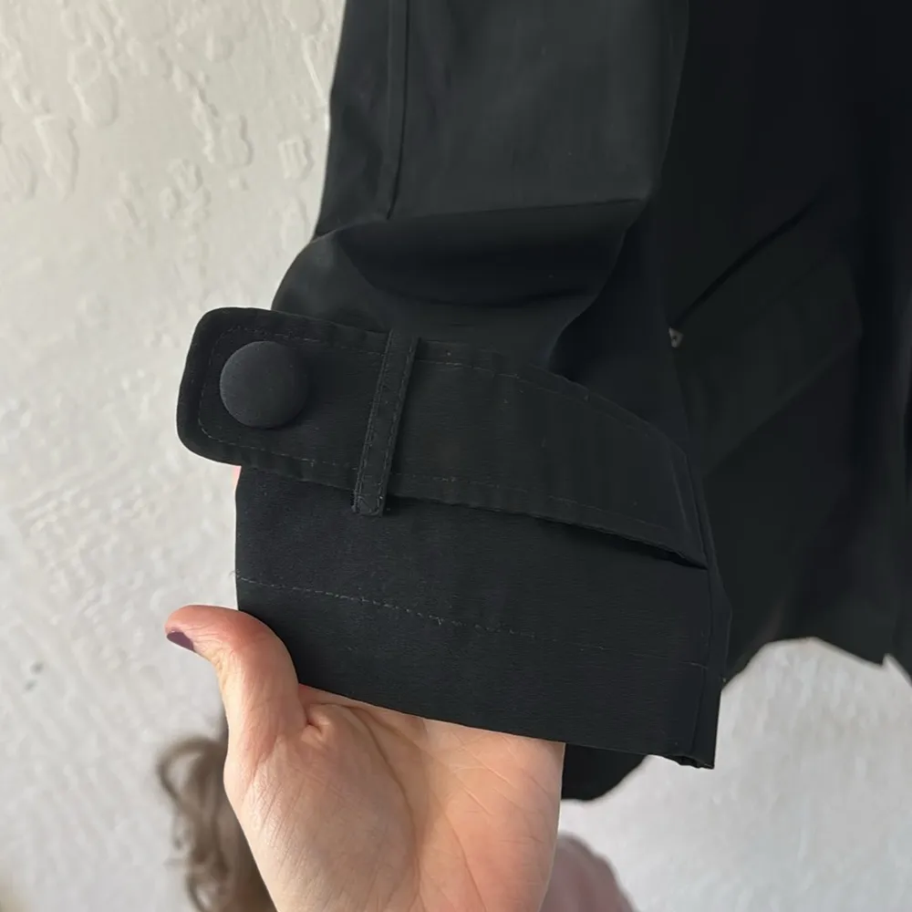 Gallery Black Water Resistant Long A Line Zip Button Closure Removable Hood Coat - Image 5