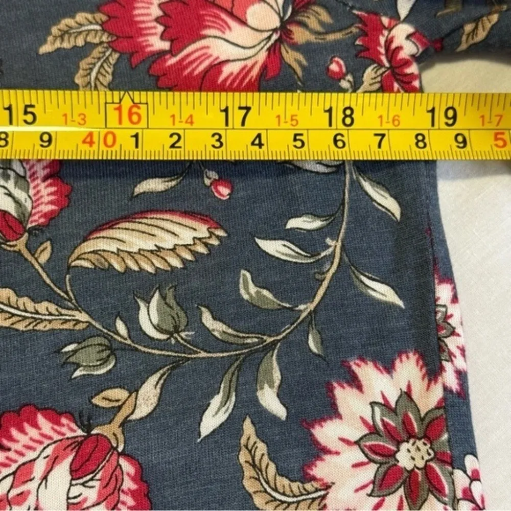 LOFT Women's Green Outlet Floral Mock Ruffle Neck Long Sleeve Blouse Top Sz XS # - Image 8