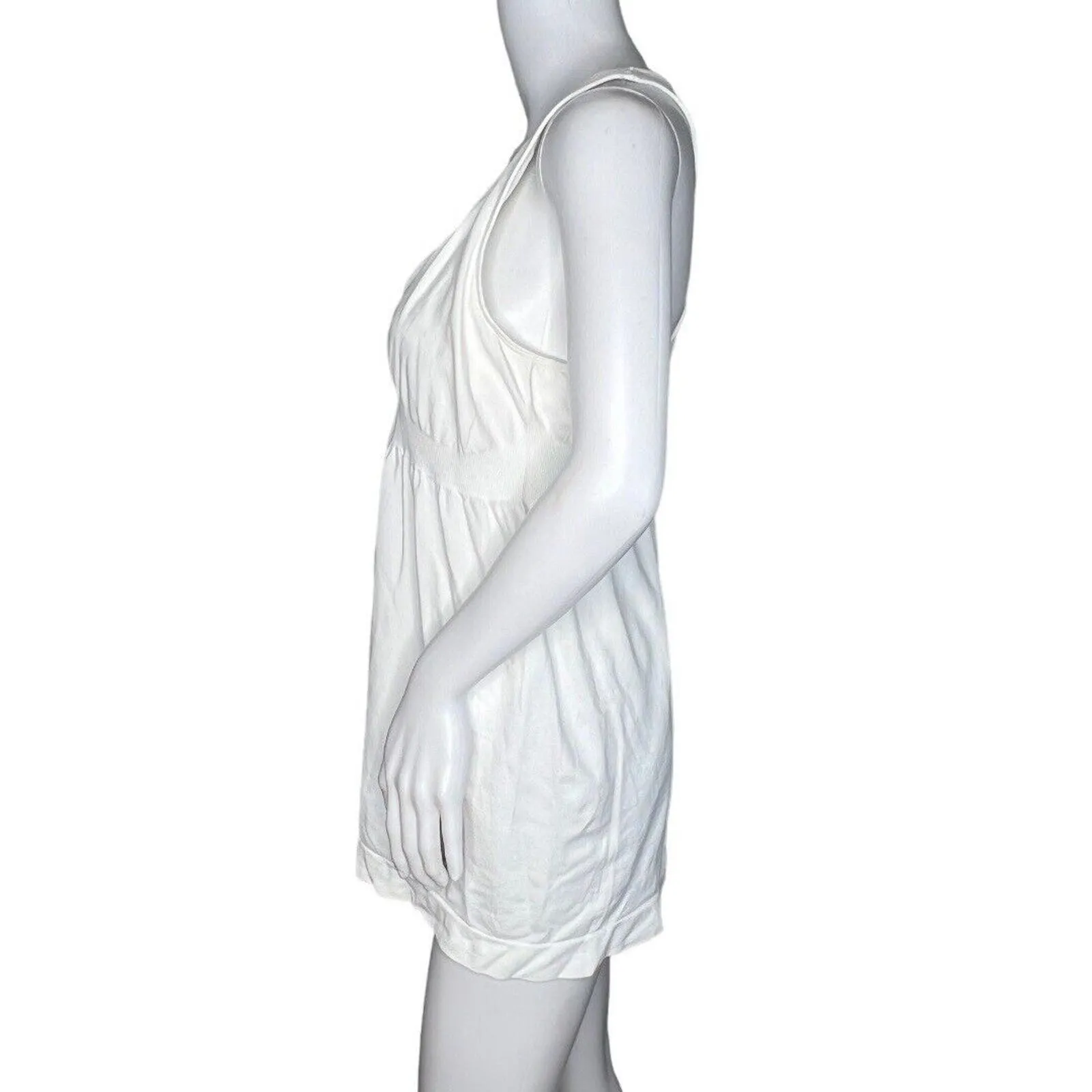 Athleta Tank Top Womens Large‎ White Racerback Empire Waist Workout Athleisure - Image 3