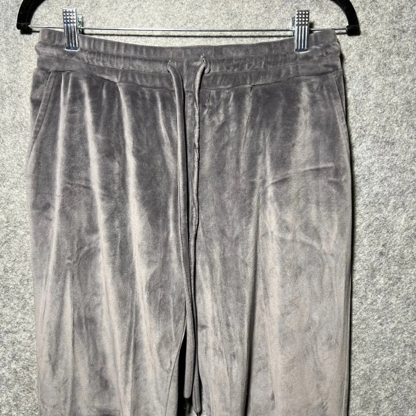 Free Press Velour Lounge Pants Joggers Gray Size Medium Drawstring Casual - Image 6