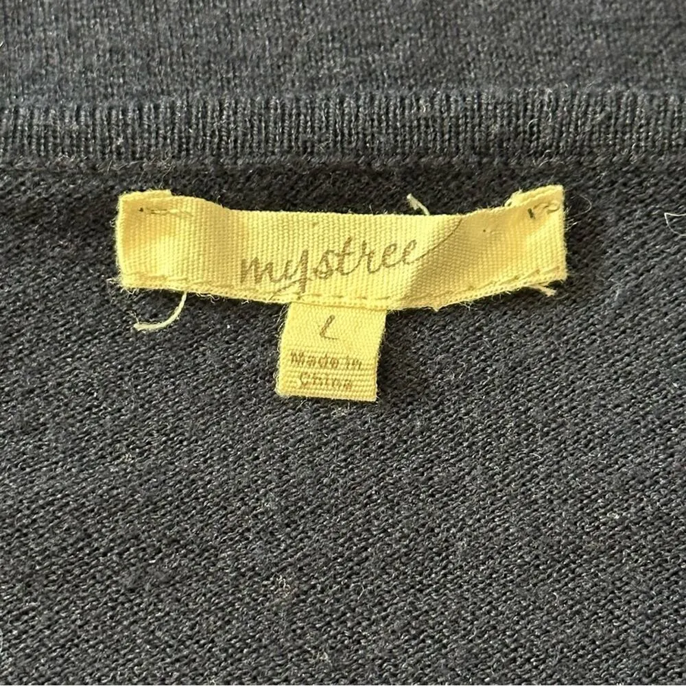 Mystree Women’s Size L Navy Blue Heather Gray Pullover Sweater - Image 4