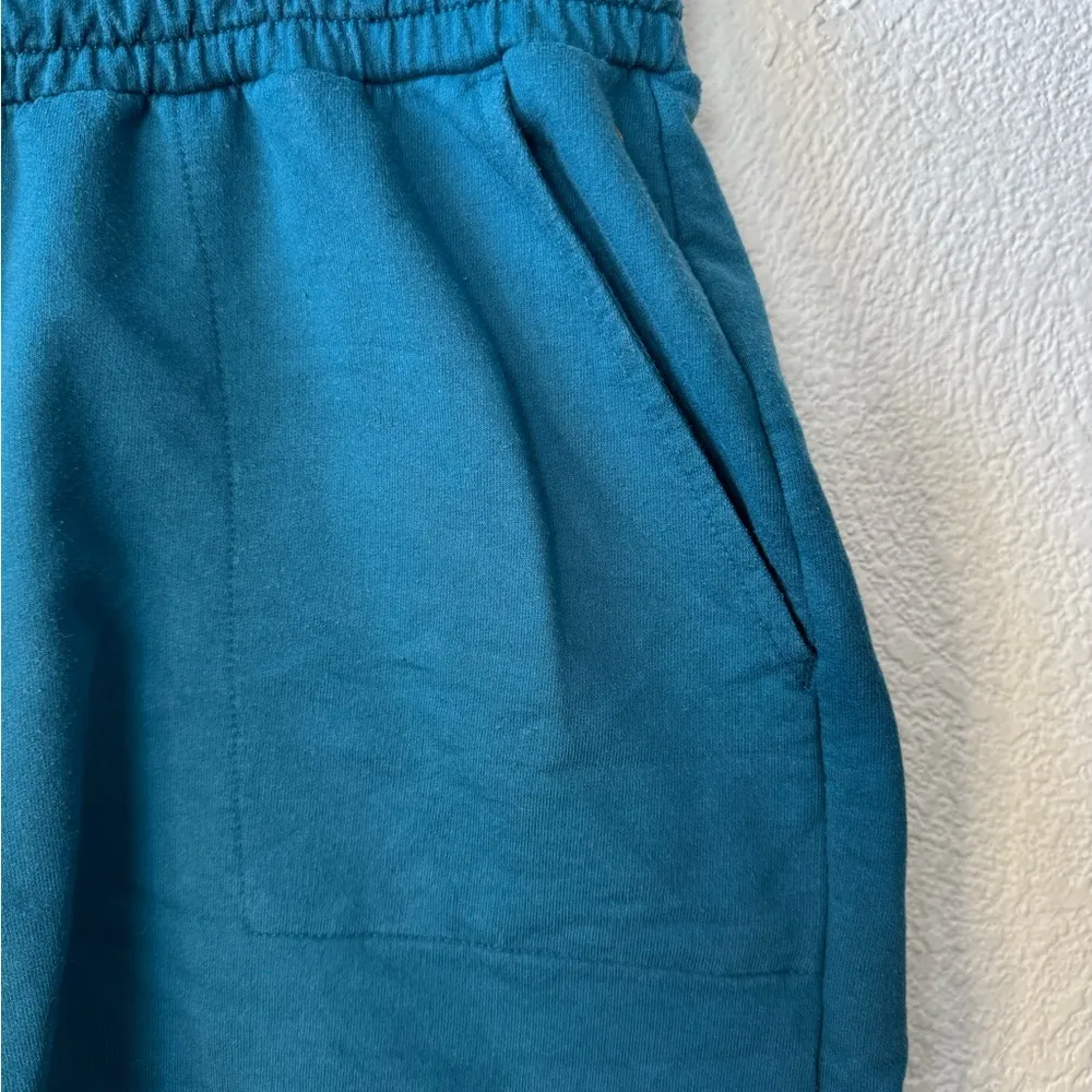 The North Face Fleece Sweat Lounge Logo Shorts - Teal - Size Large - Image 5