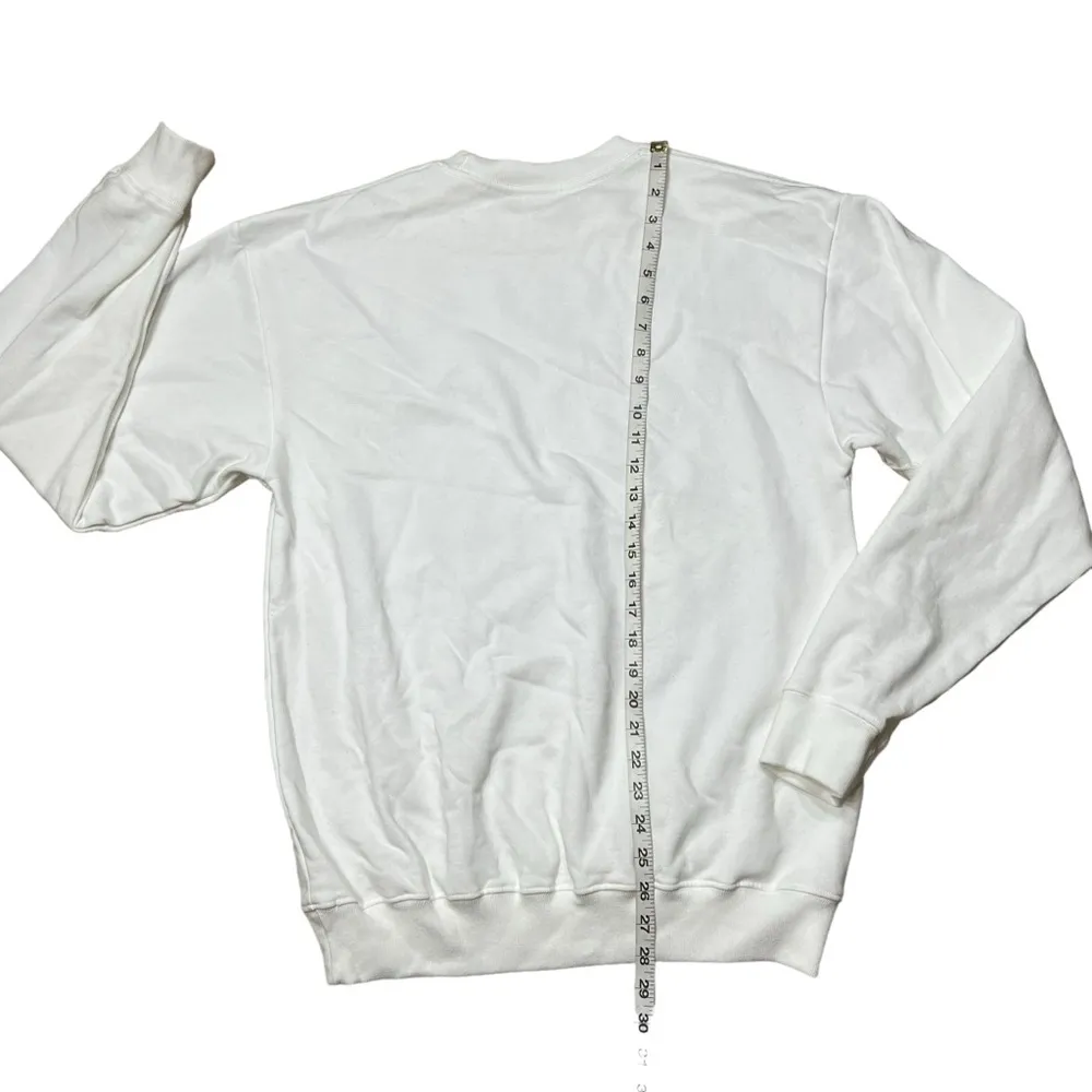 Sporty & Rich Crew Neck White Sweatshirt Oversized Street Wear Size XS - Image 4