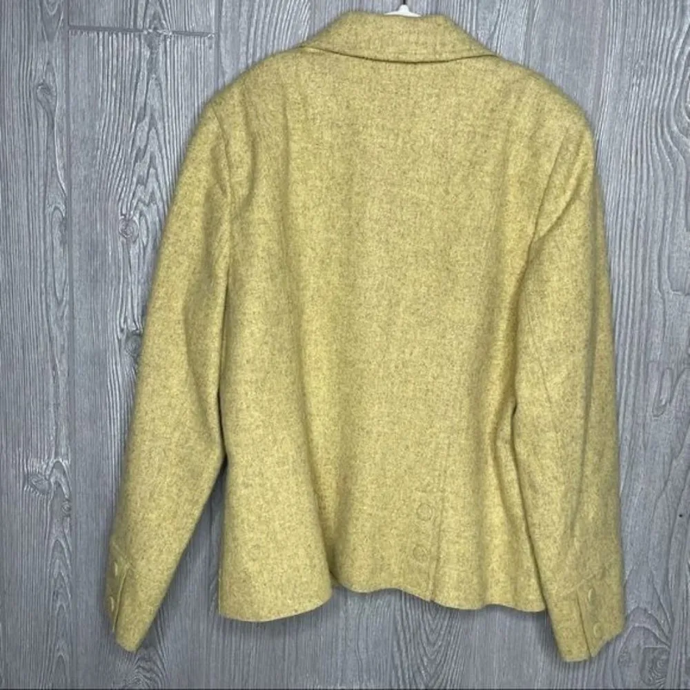 Vintage Carlisle wool and cashmere blend yellow blazer / jacket size 10 w flower - Image 7