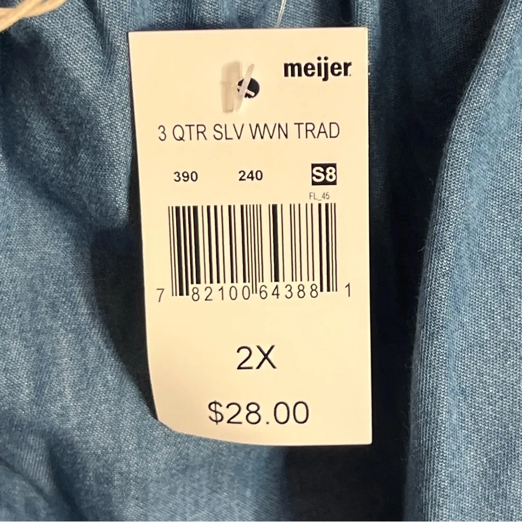 BLL New‎ York Blue Casual Dress Blouse 100% Cotton Chambray Style Faye Size 2XL - Image 7