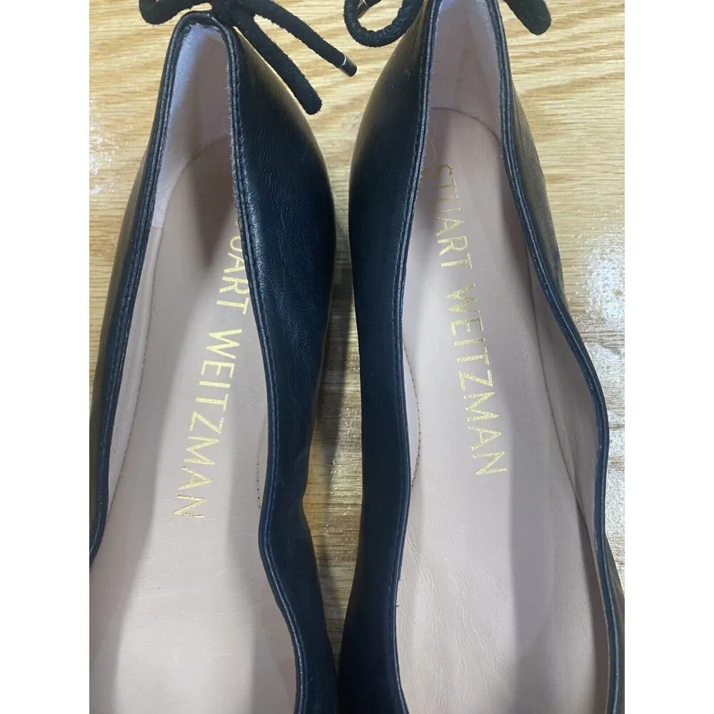 Stuart Weitzman Flats Women's 6 B Black Leather Slip On Low Top Almond Toe S17 - Image 2