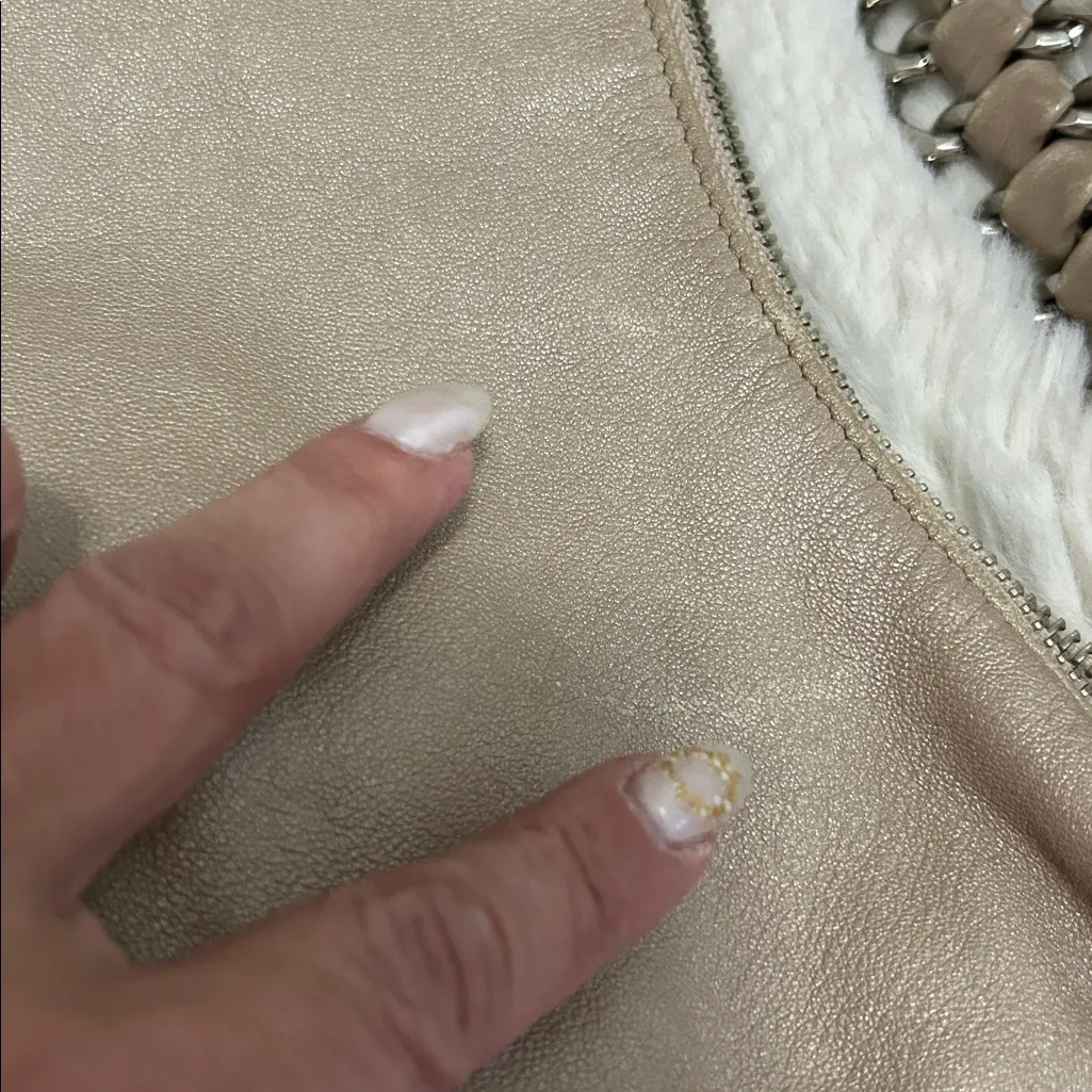 B. Makowsky Taupe Metallic Leather Hobo Bag Silver - Image 11