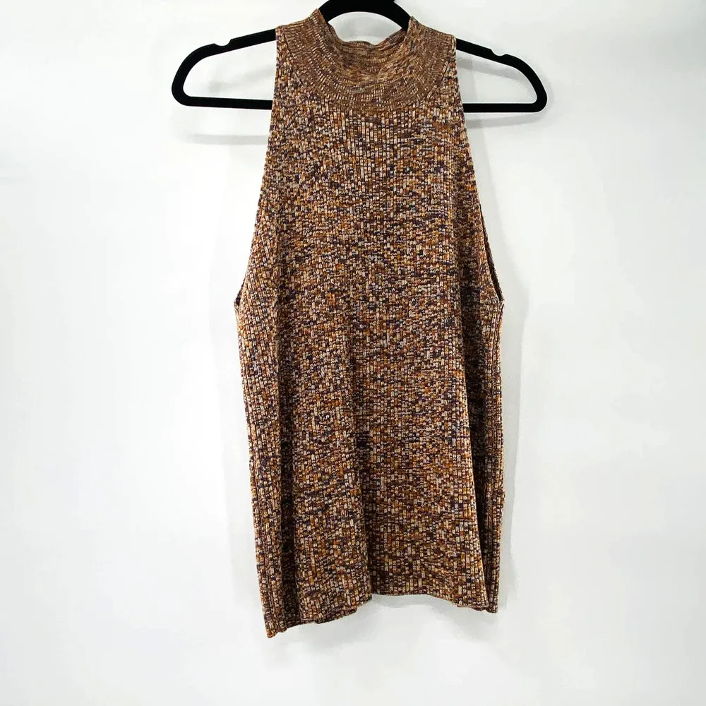 Madewell Pecan Marled Mockneck Sweater Tank Brown Warm Tones Size XL 16/18 - Image 4