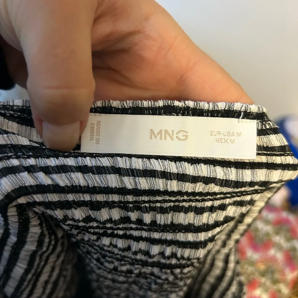 Mango  Gingham Smocked Flutter Sleeve Blouse - Image 6