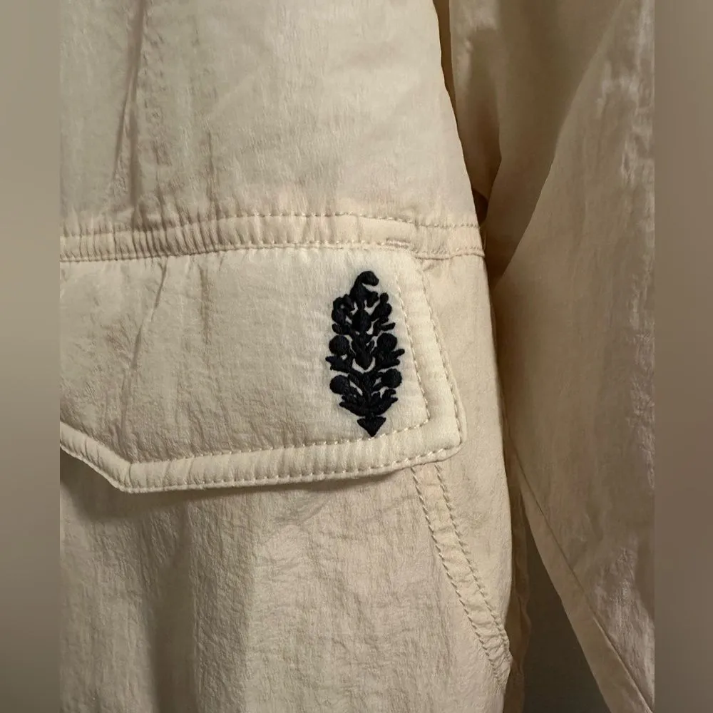 FP MOVEMENT Off The Bleachers Coaches Jacket M Layering Lightweight Boho Cream - Image 7