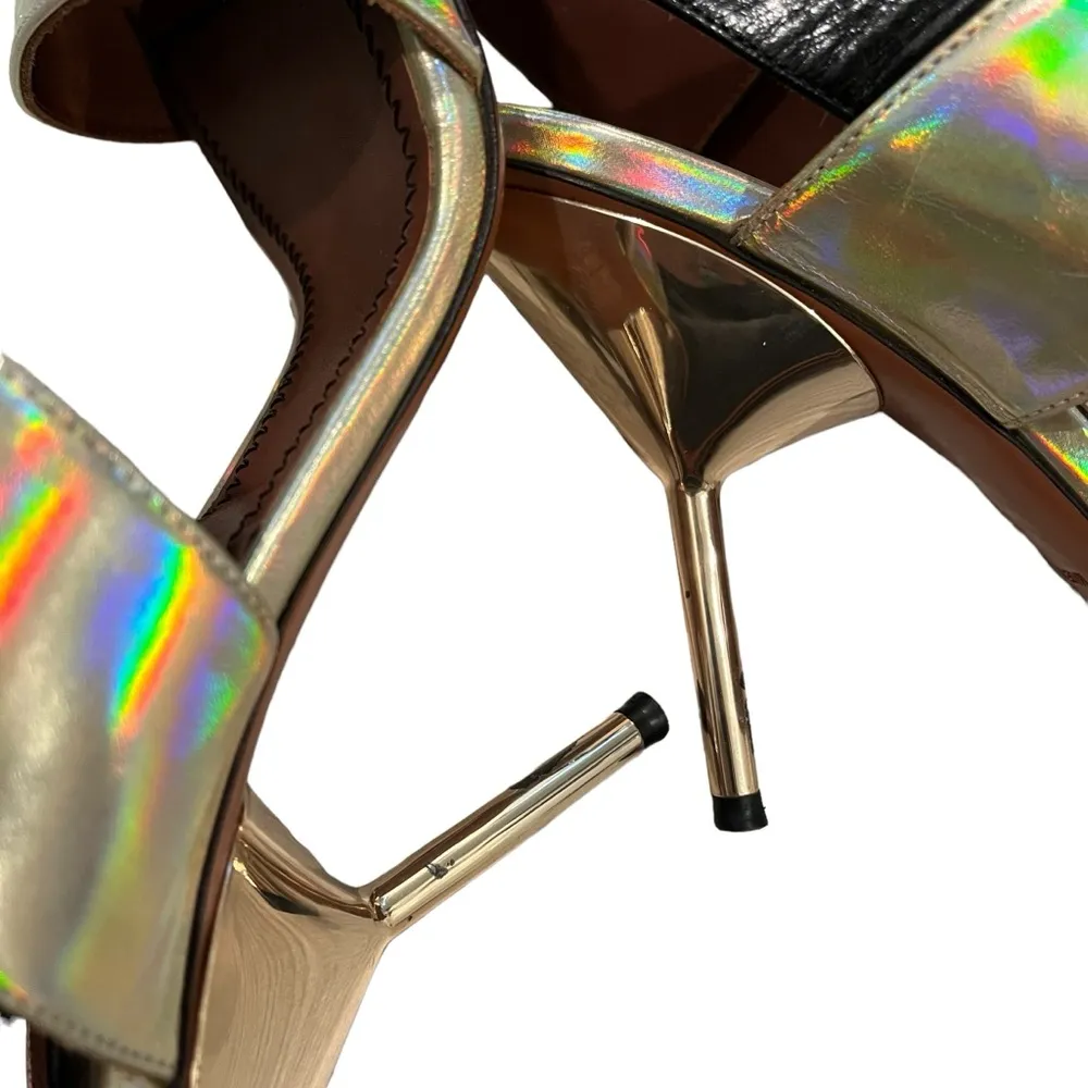 Missoni Shiny Gold with Black Buckle Slingback Sandals, Sz 37 - Image 15