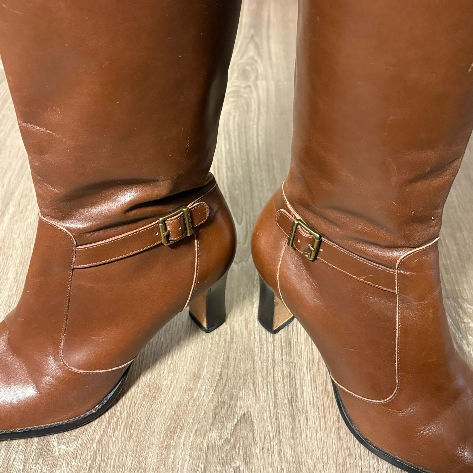 Lauren Ralph Lauren Lucienne Brown Leather Tall Boots 7C Knee High - Image 10