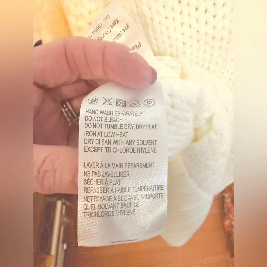 Farm Rio NWT White Midi Sweater Dress Off White Size M Chunky Cable Knit Fringe - Image 13