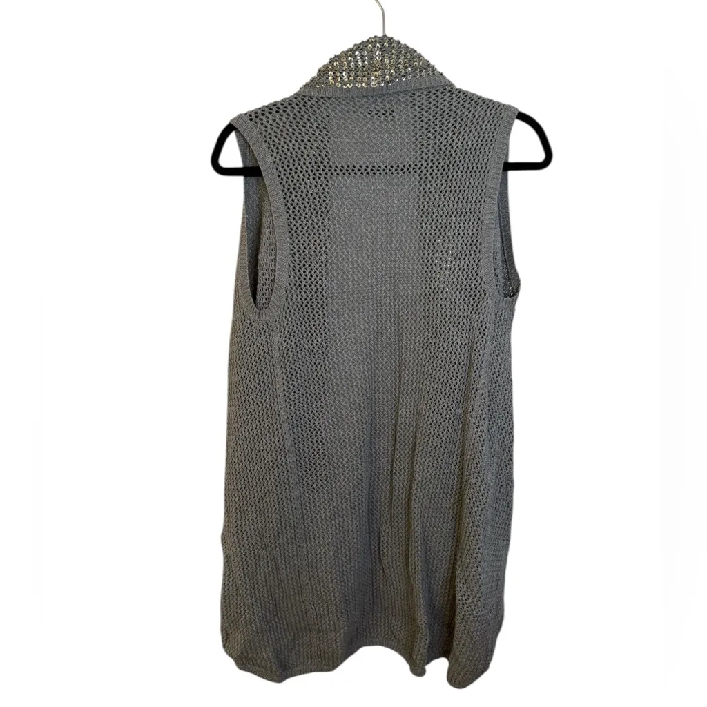 Alice + Olivia  Gray Sequin Drapey Y2K Sweater Vest - Image 5