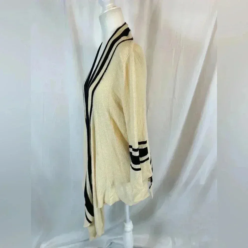 anthropologie SPARROW cream stretchy woven knit cardigan high low woman’s size S - Image 7