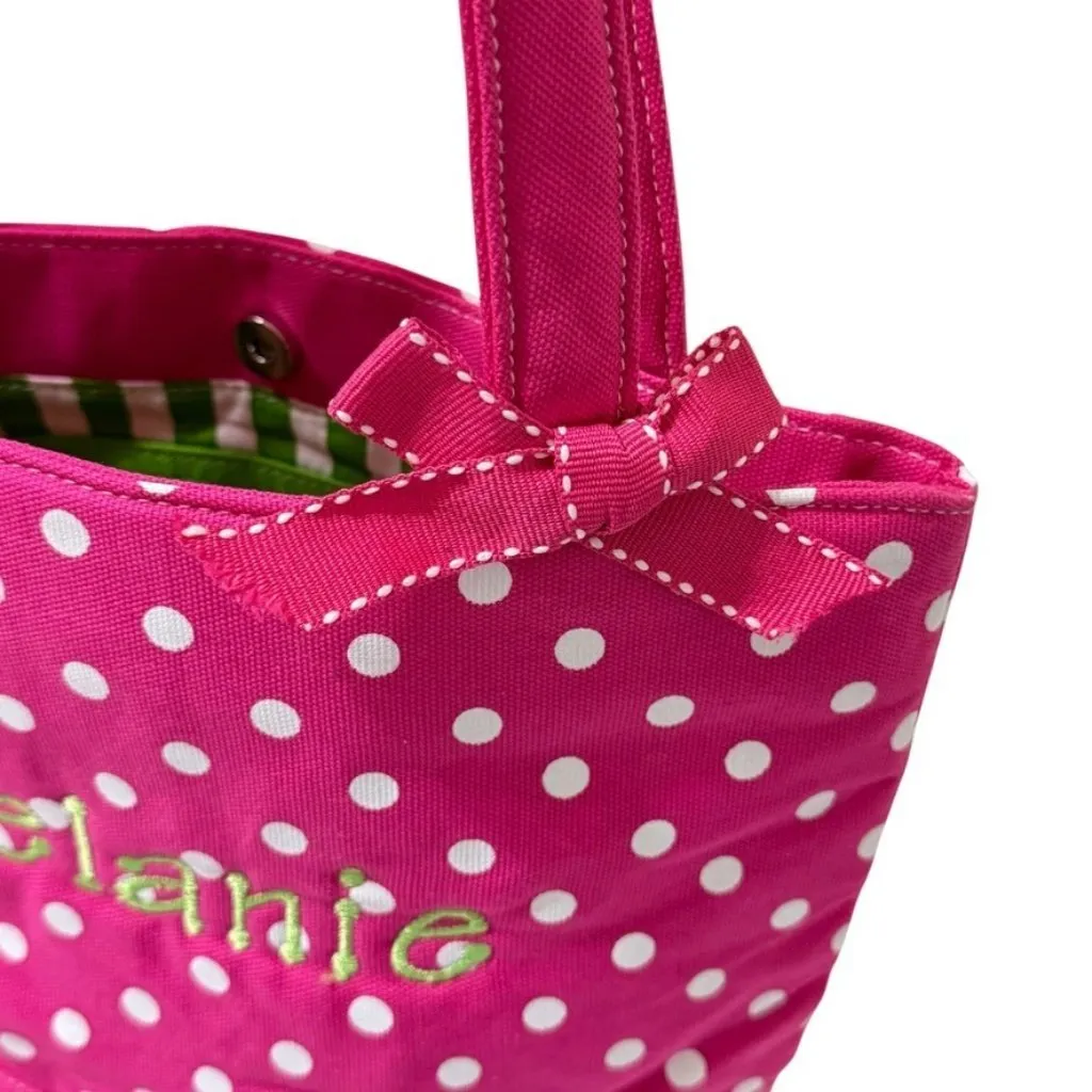 Thirty One Purse Pink White Polka Dots Melanie Name Embroidered Stripe Interior - Image 4
