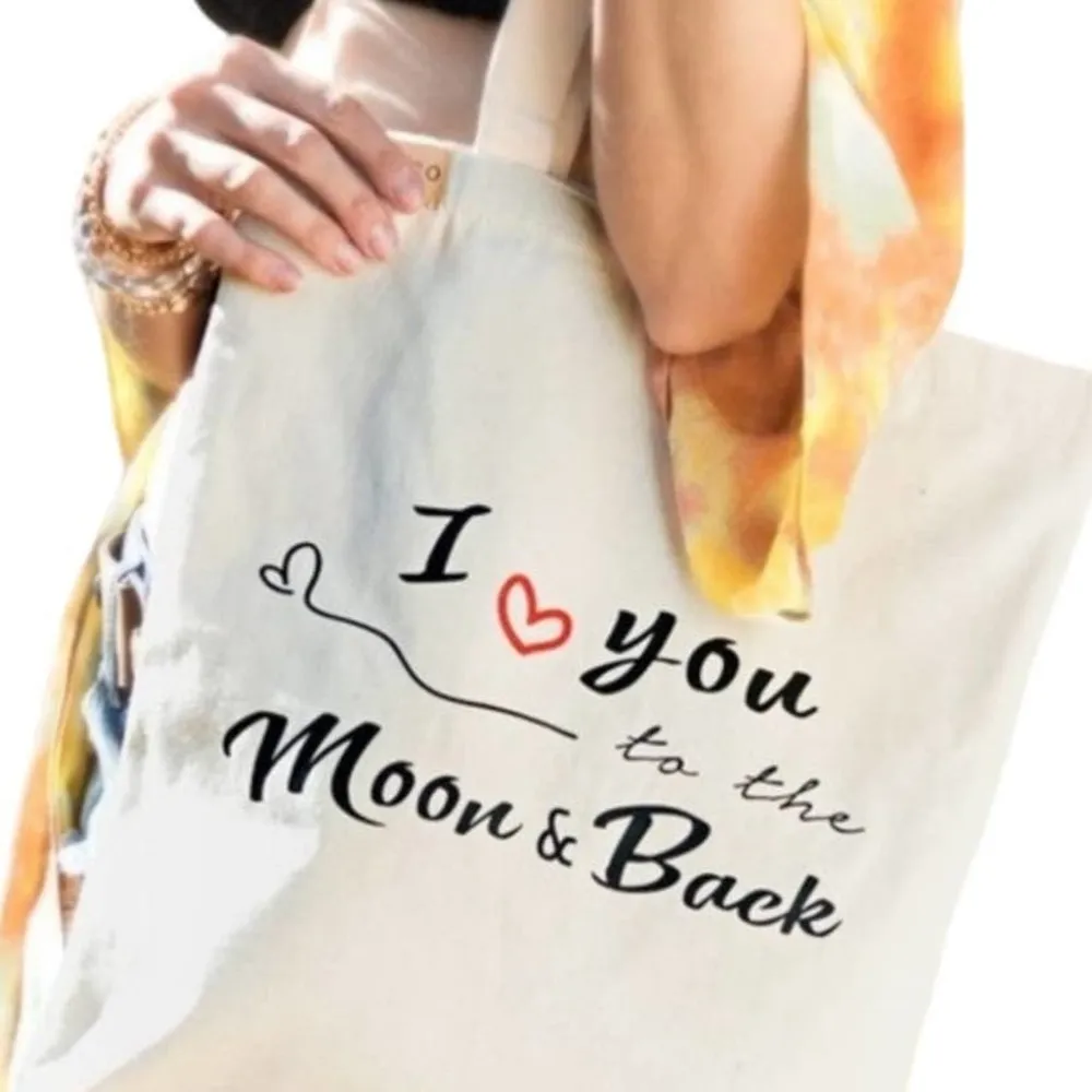 "I LOVE YOU TO THE MOON & BACK" ECO FRIENDLY TOTE BAG 13.5X15 - Image 6