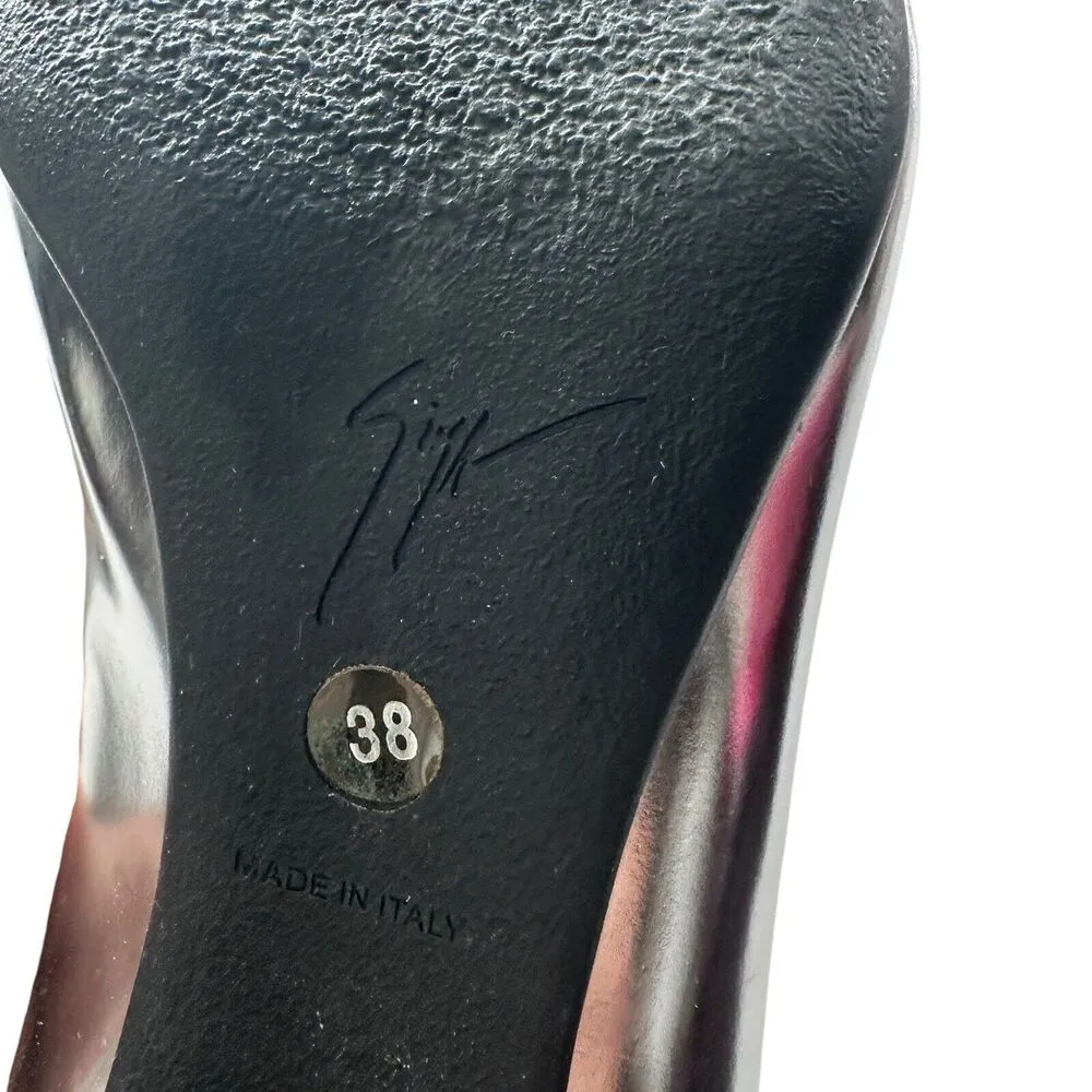 Giuseppe Zanotti Pointed Kitten Heel Metallic Iridescent silver size 38 US 8 - Image 8