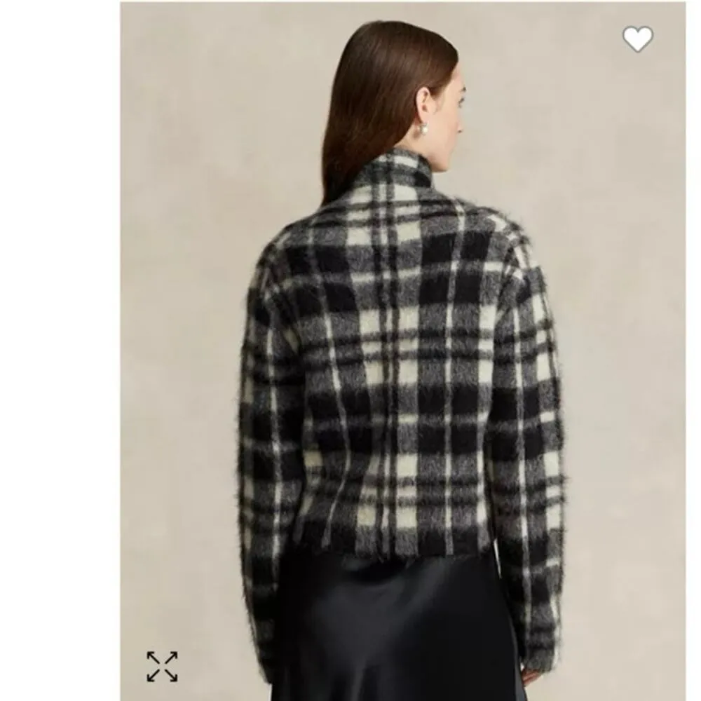 Polo Ralph Lauren Plaid Alpaca Blend mock neck Sweater jumper small new - Image 11