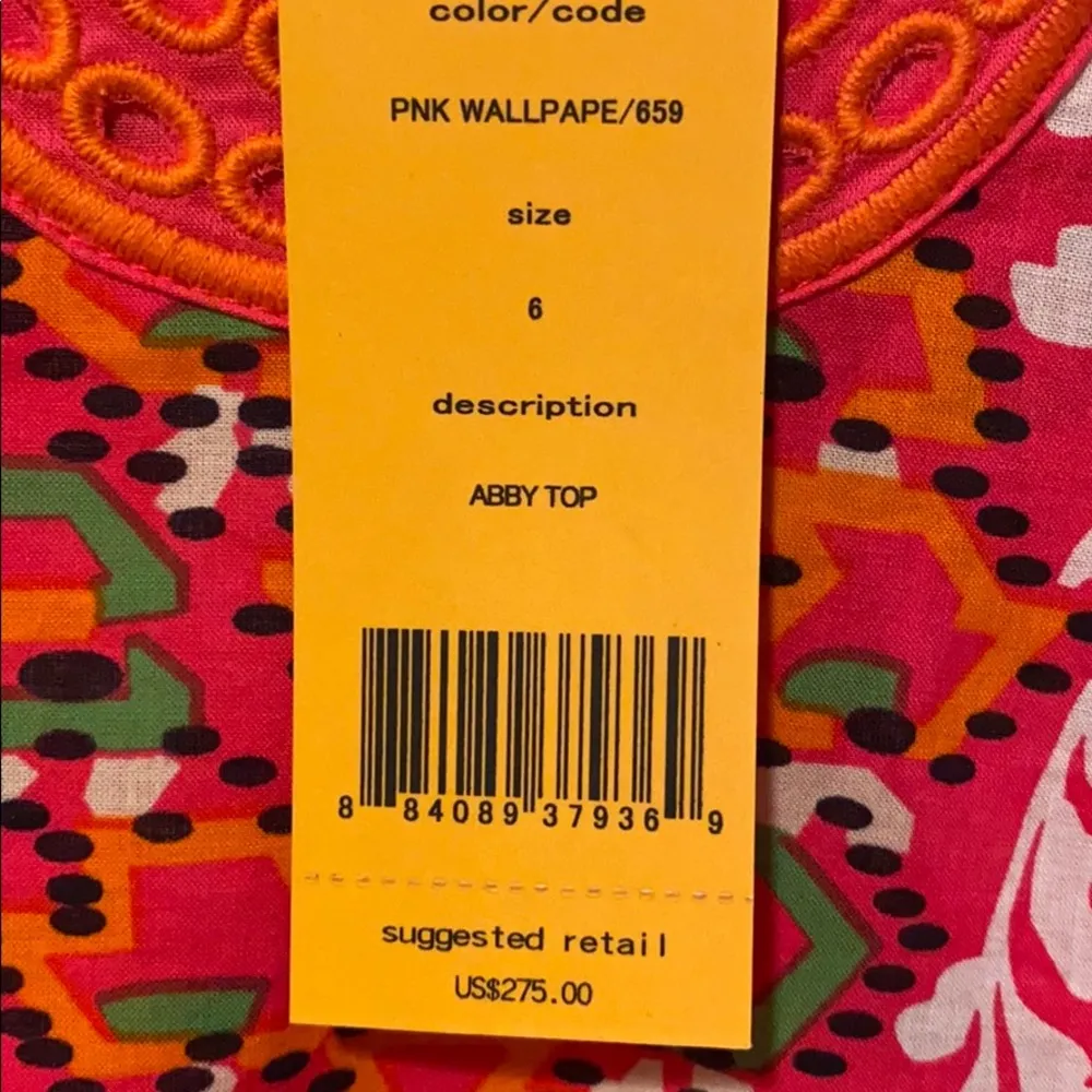 Tory Burch Abby Tunic Top Pink Wallpaper 6 NWT - Image 2