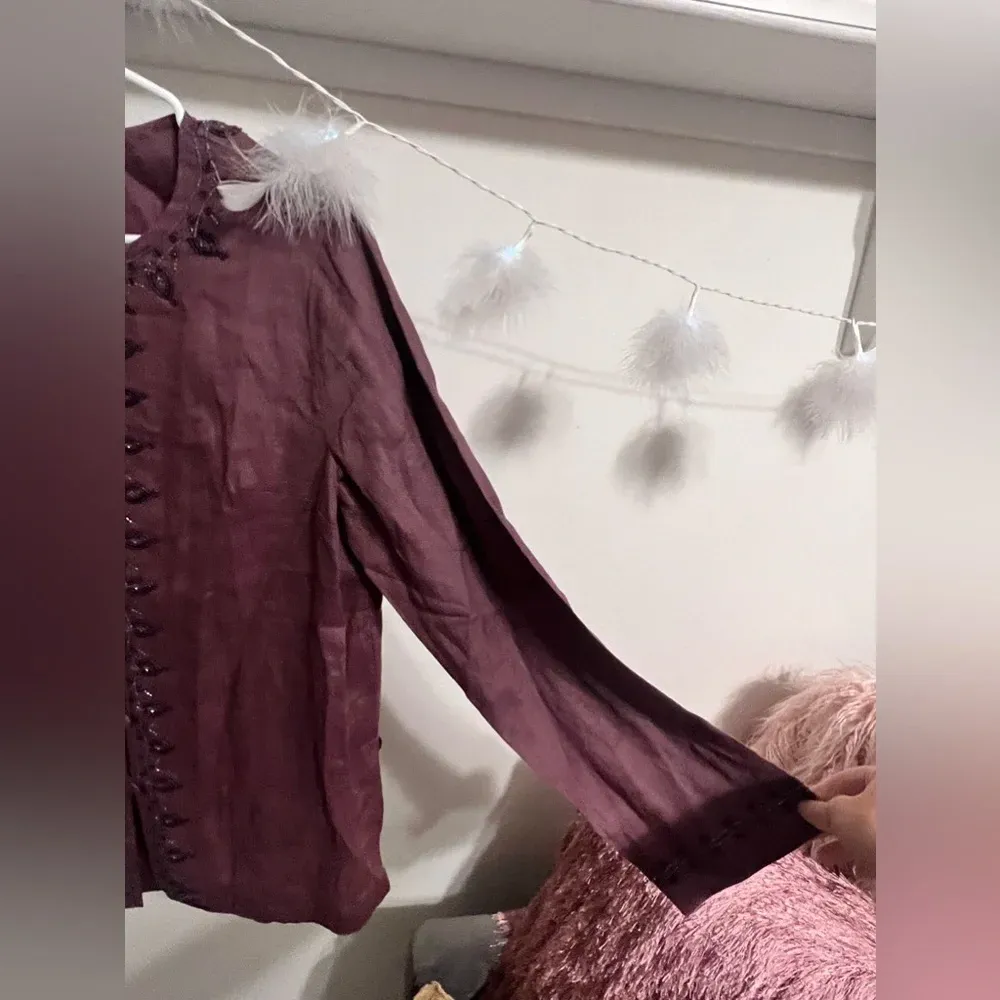 VENDOR ITEM : Vintage Neiman Marcus Mauve Beaded Blouse - Image 5