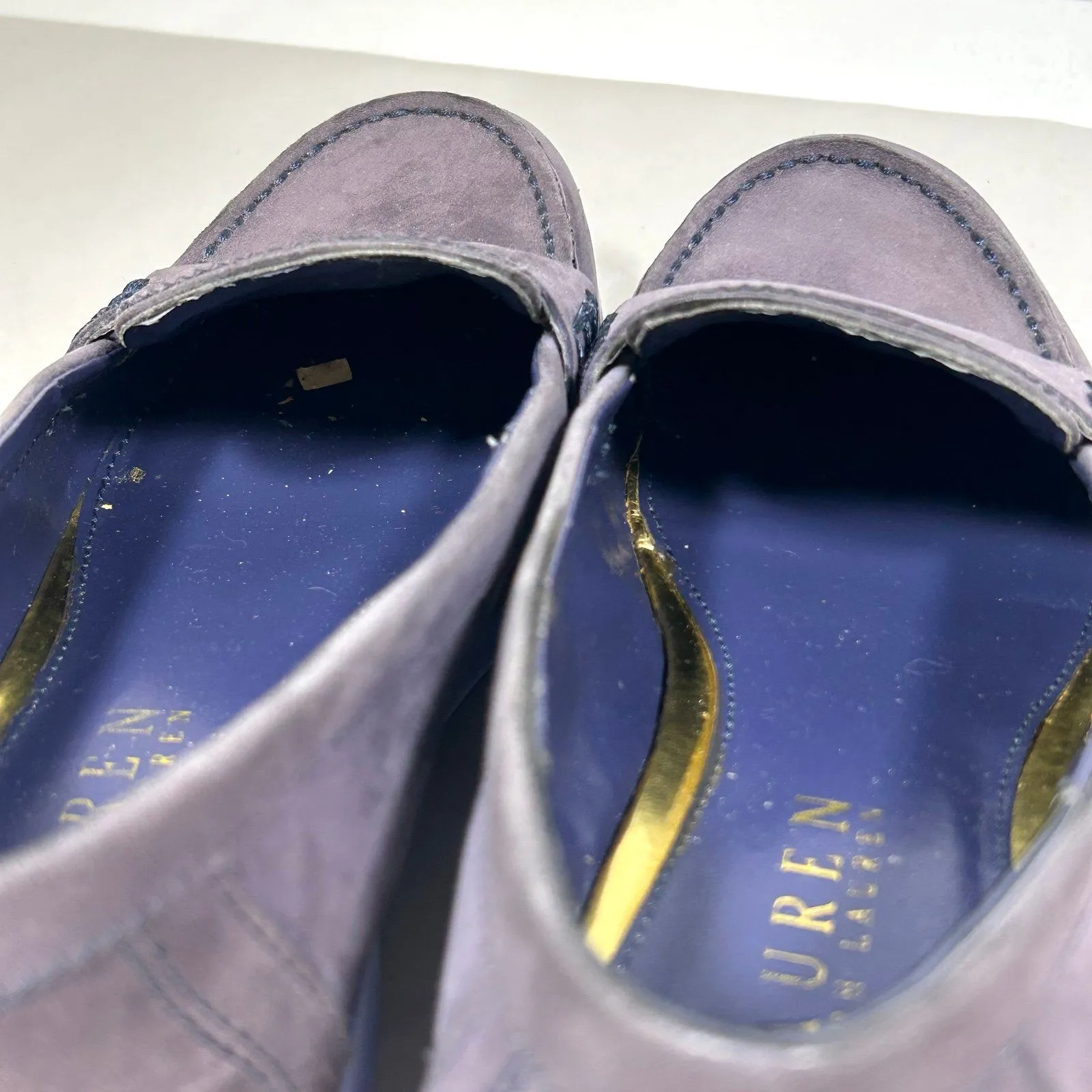 Lauren Ralph‎ Lauren Suede Slip on Loafers Womens 7 Blue - Image 6