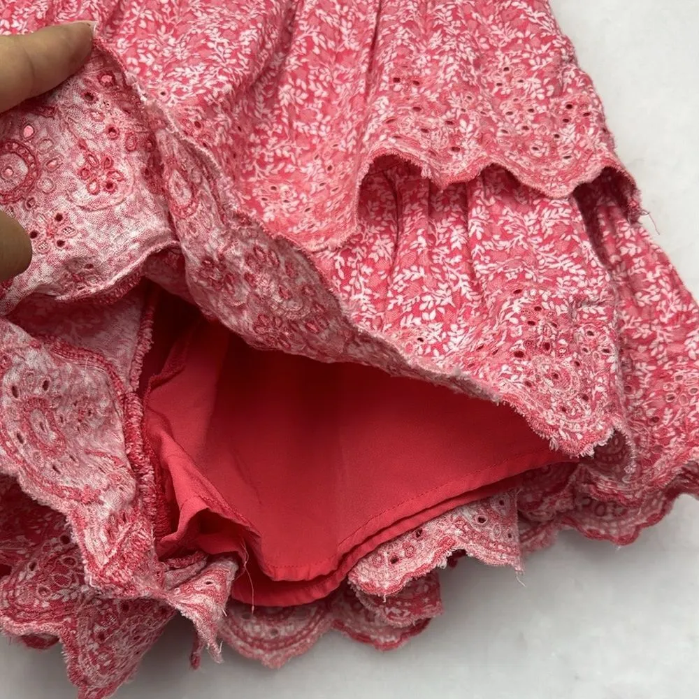 Pink Tiered  Floral Skort/Skirt Sz XS Elastic Waist - Image 5