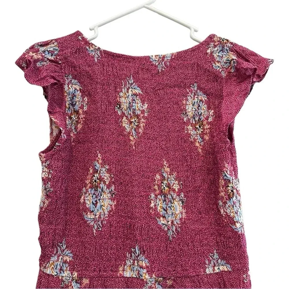 NWT LOFT Pink Floral Ruffle Sleeve Midi Length Dress // Size Small - Image 4