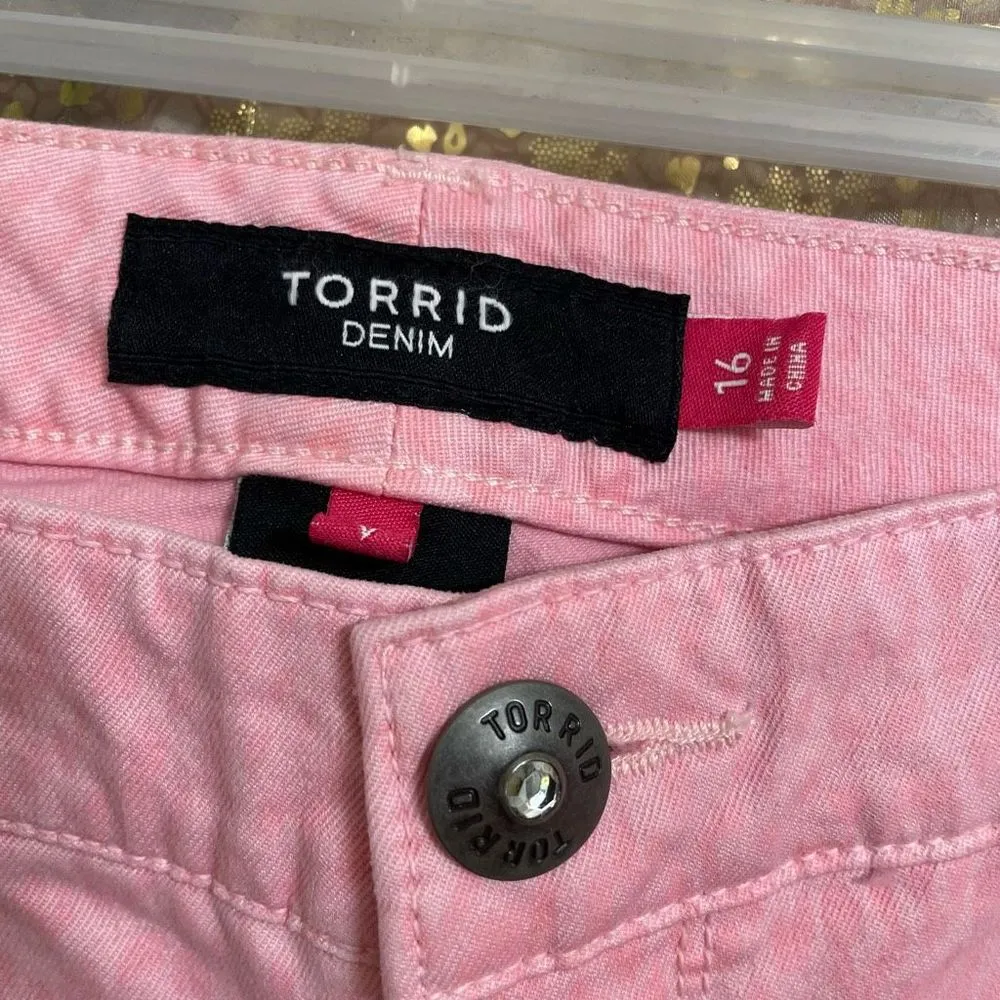 Light Pink Leopard Print Skinny Ankle Jeans, Size 16, 2X - Image 4