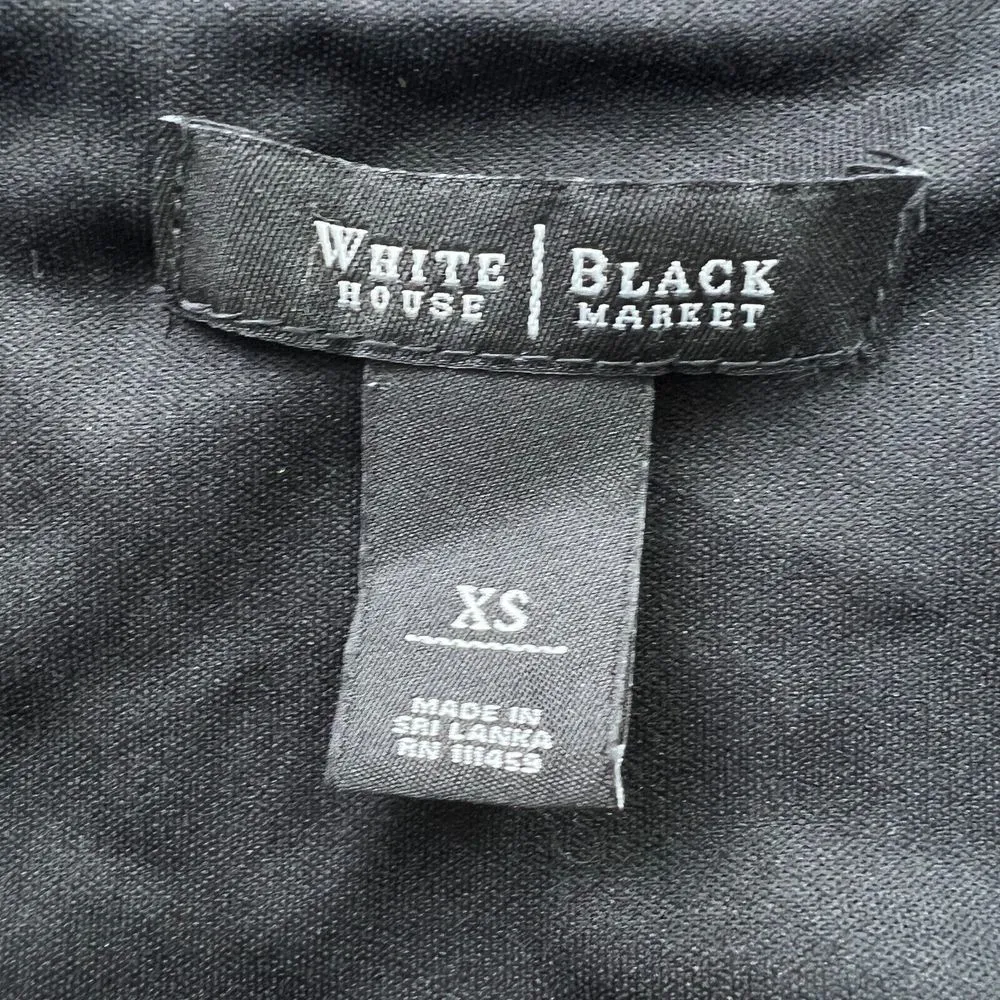 WHBM Velvet Midi Dress  XS Black‎ Boat Neck 3/4 Sleeve Side Ruching Classic - Image 3