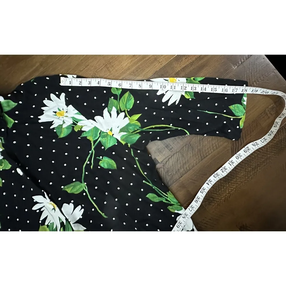 Vintage Stephanie Thomas Women's Daisy Print Button Down, daisy Buttons Size 14 Black - Image 7