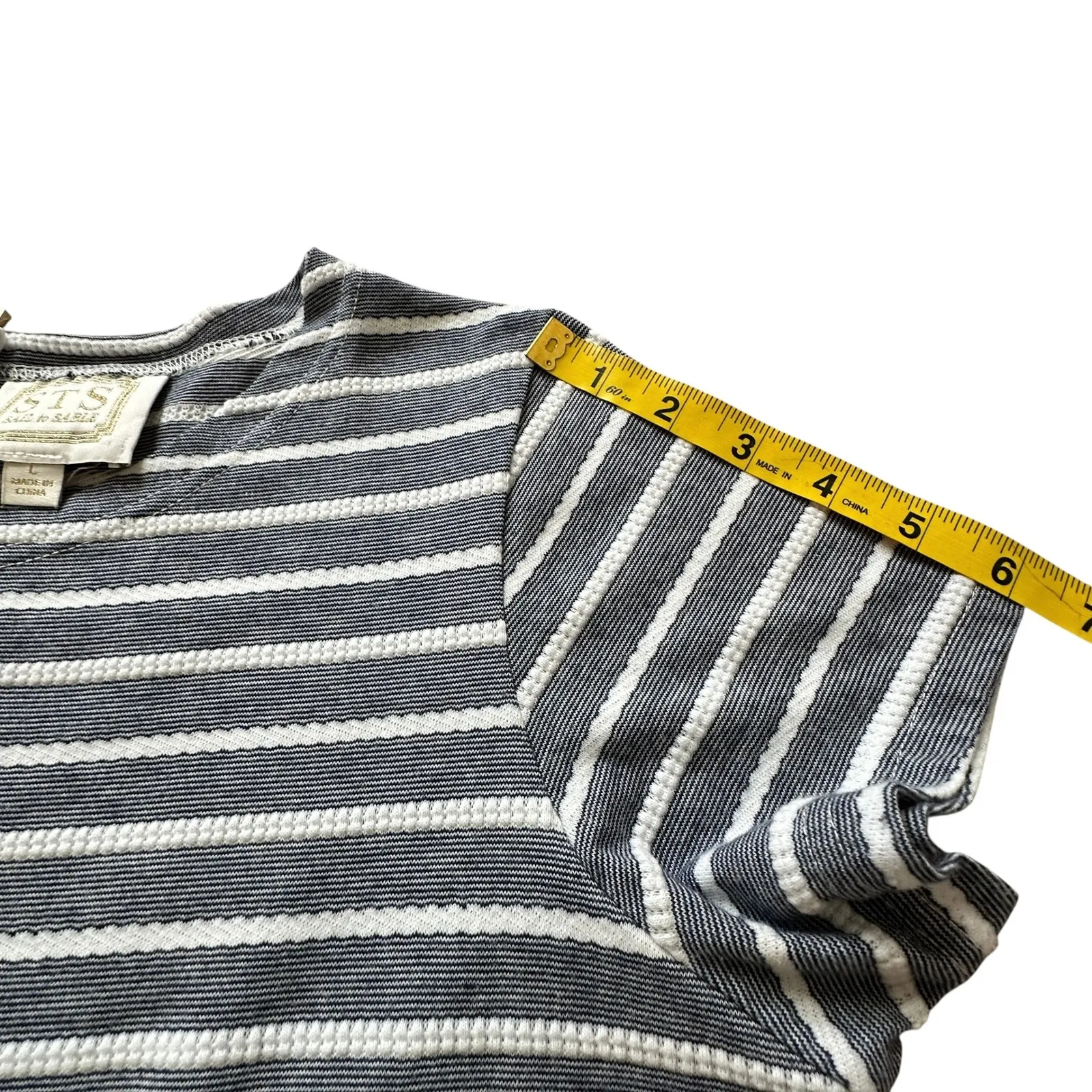 Sail to Sable Dress Shift Navy White Stripe L Preppy Nautical Stretch Capsule - Image 9