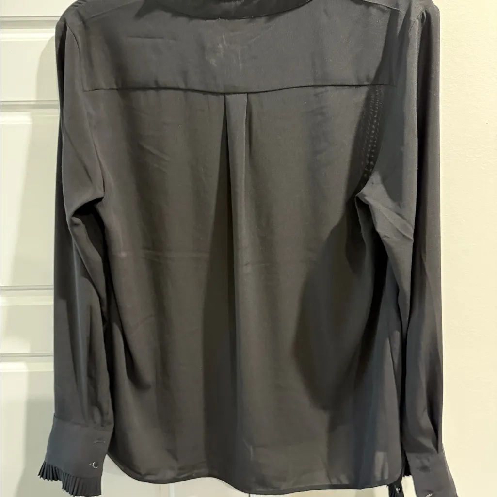 Calvin Klein Black Blouse with Pleated Details Stretch Office Evening - Image 4