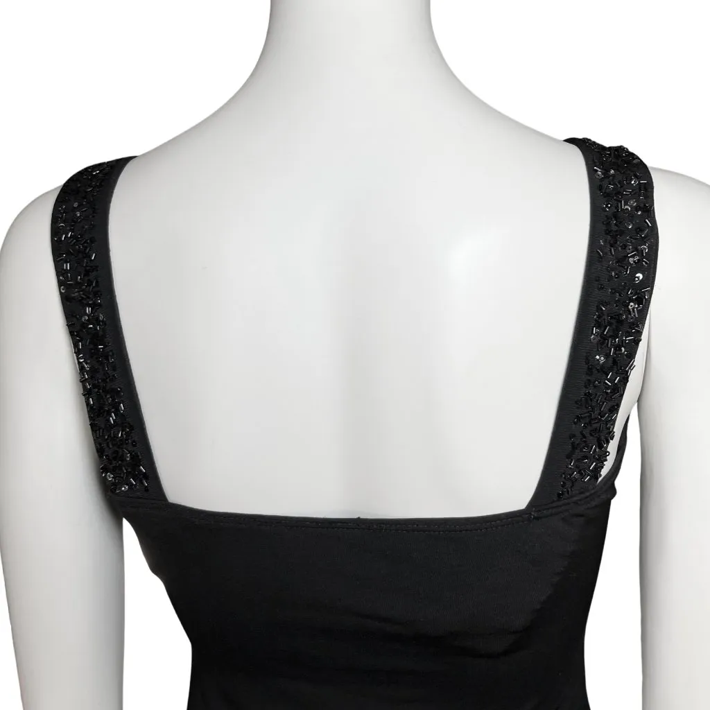 Vintage Y2K Black Beaded Sequin Going Out Top Ruched XS/S Fairycore Whimsigoth - Image 8