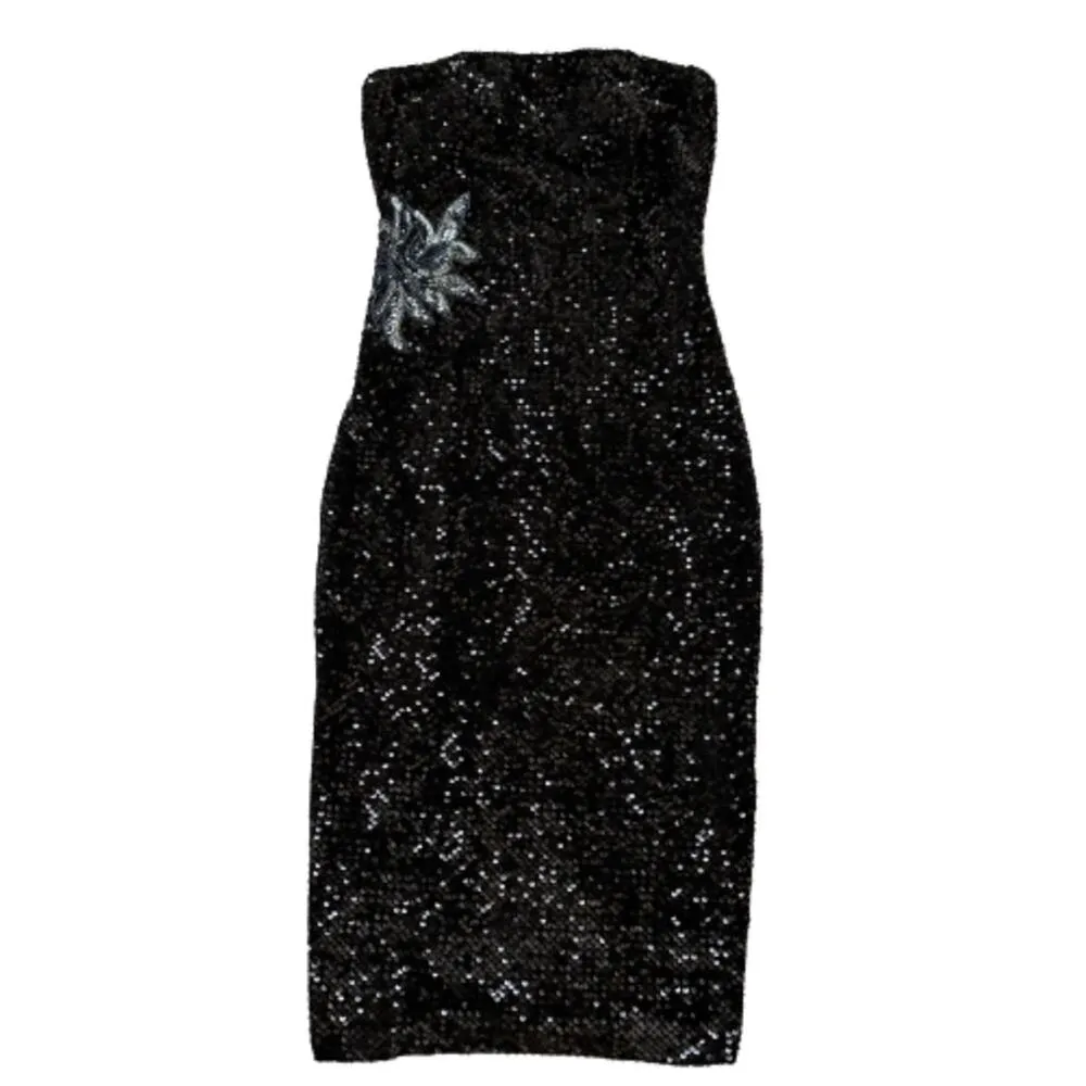 Gianni Bini Dress Vida Black Sequin Strapless Formal Black Tie Midi Size 2 NEW - Image 13