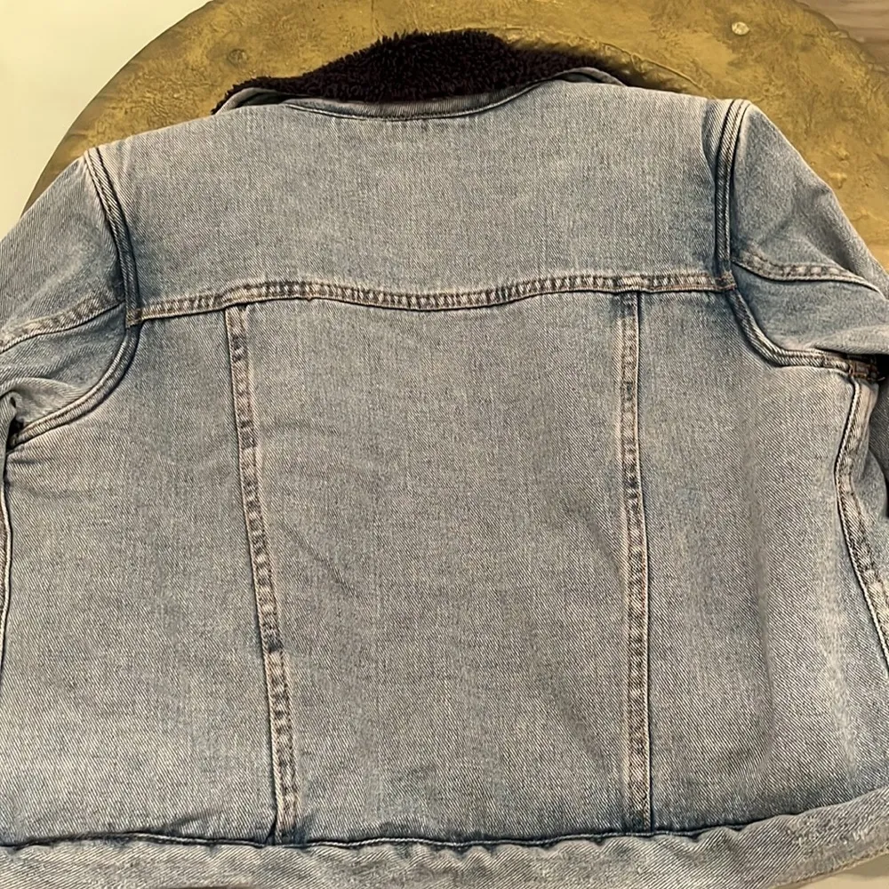 PACSUN denim jean blue Sherpa lined jacket size S - Image 9