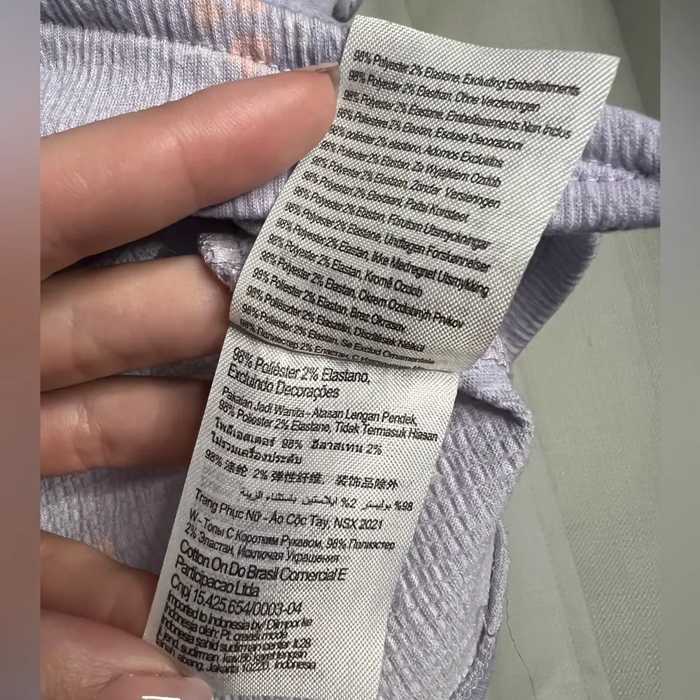 Cotton On Purple Floral Crop Top Small - Image 6