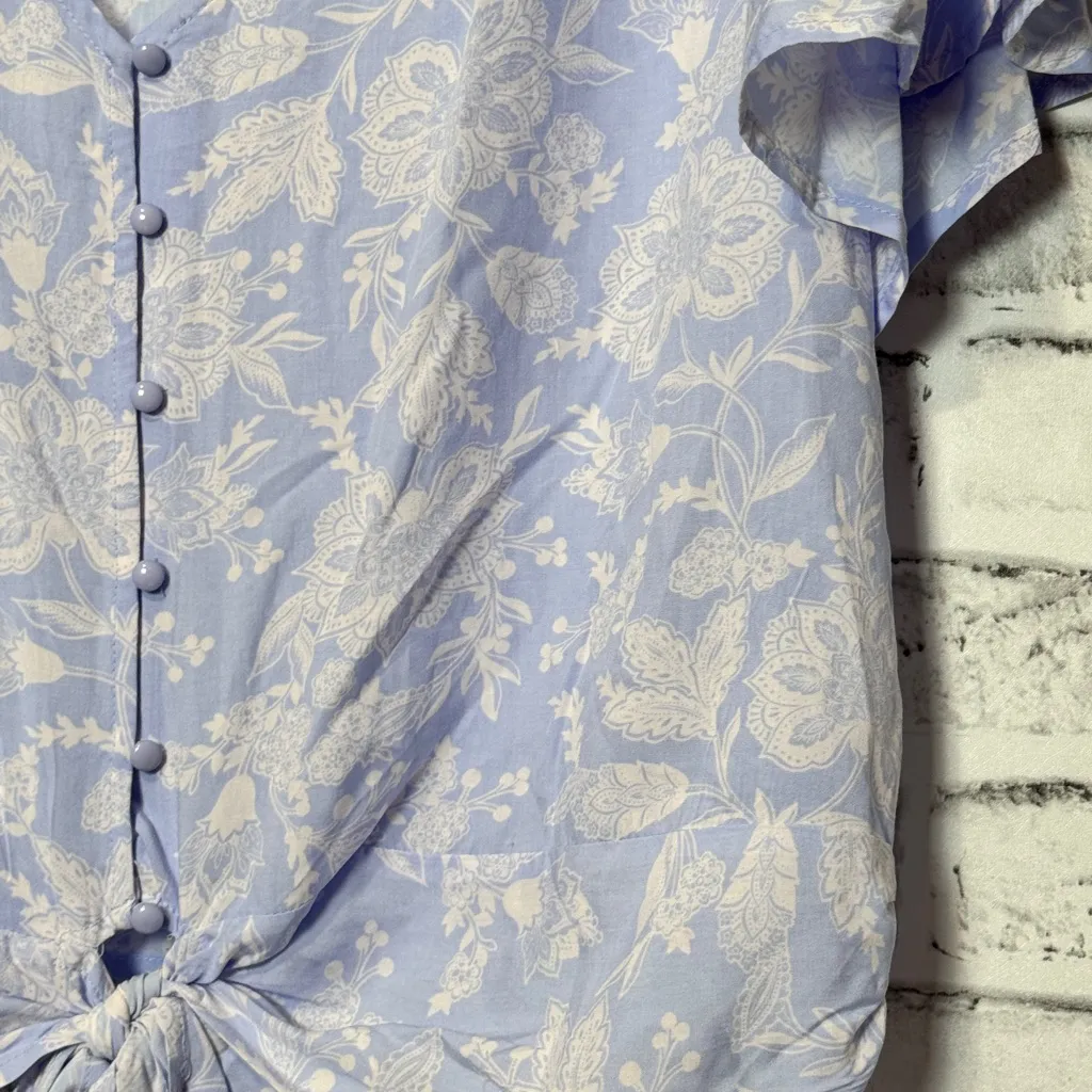 Lush Lavender Floral Tie-Front‎ Blouse - Image 3