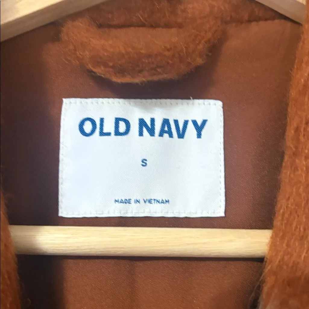 Old Navy  Relaxed Plaid Soft-Brushed Overcoat in Burnt Orange Size Small NWT - Image 5