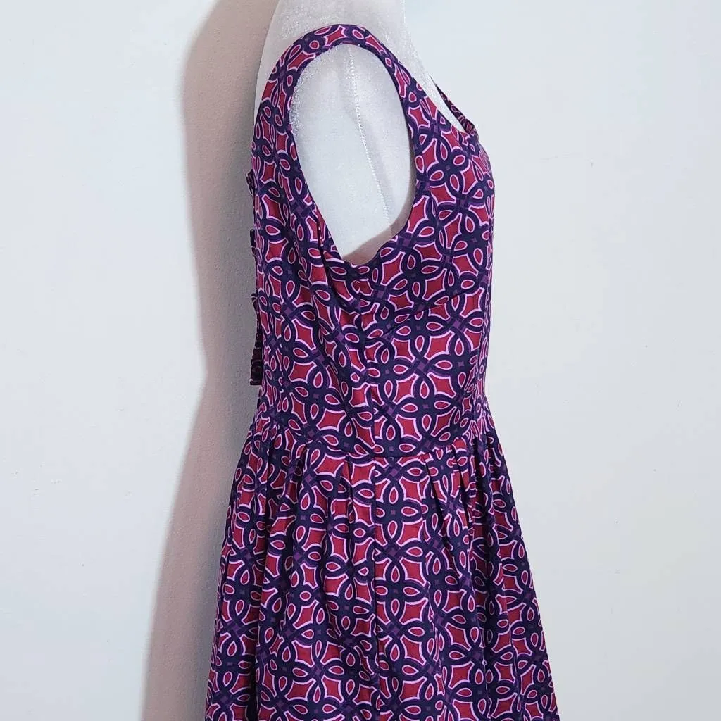 Taylor Burgundy Print Fit and Flare Dress Size 12 Wedding Guest Dress Purple - Image 4
