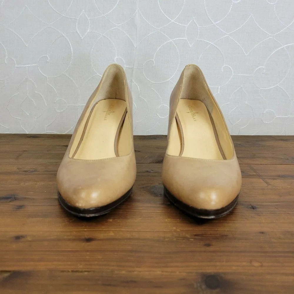 Cole Haan Womens Shoes Size 7.5 Nude Classic Leather High Heels Slip-On Pumps - Image 2