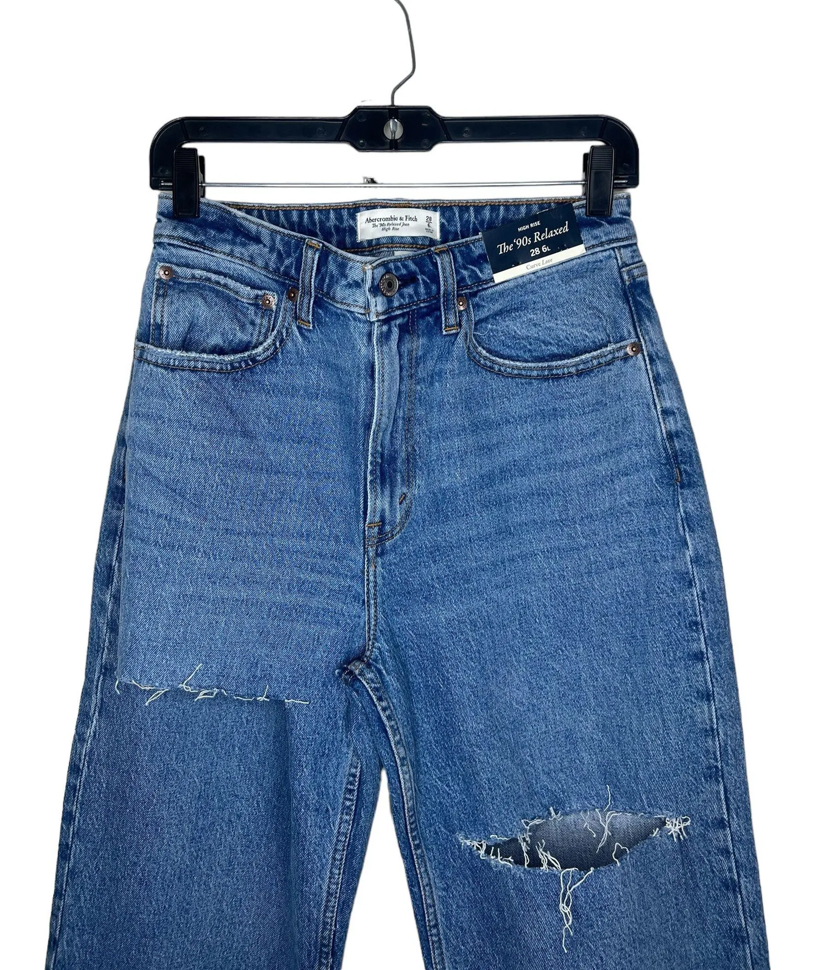 Abercrombie & Fitch Curve Love Medium Destroy High Rise 90s Relaxed Jeans - Image 5