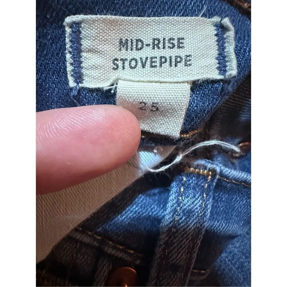 Madewell Mid-Rise Stovepipe Straight Leg Jeans in Leman Wash Sz 25 - Image 5