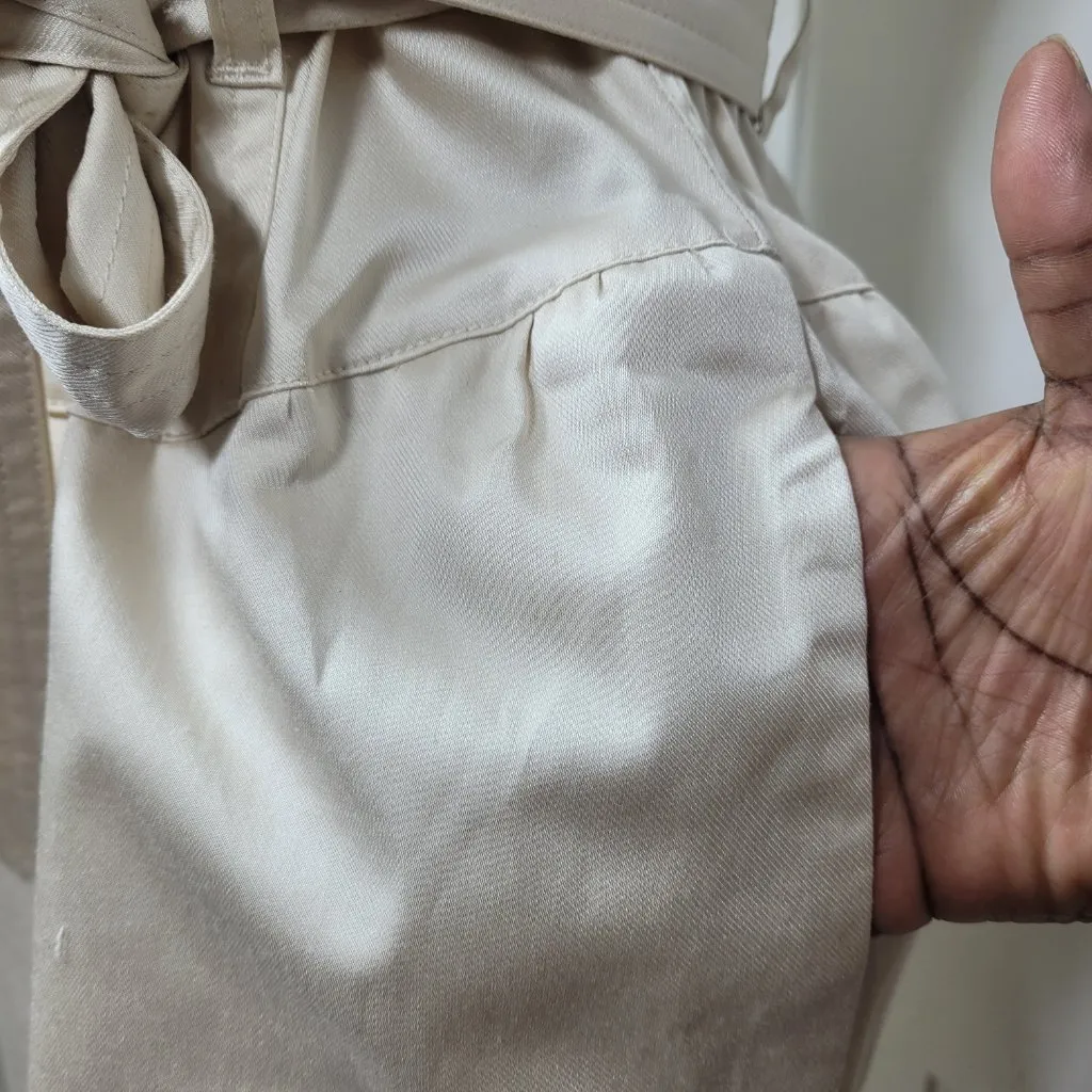 NWT TCEC Beige Strapless Belted Smocked Sweetheart Pockets Mini Dress Medium - Image 7