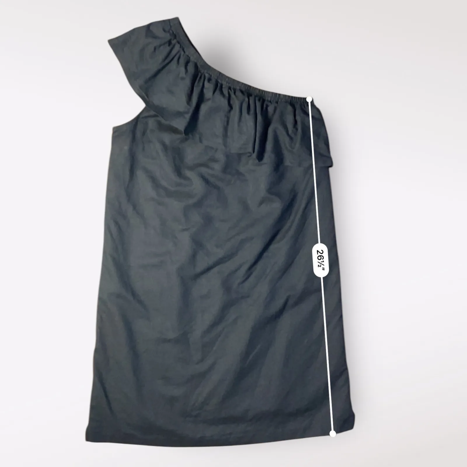 J.Crew Black Ruffled One Shoulder Linen Cotton‎ Mini Dress Size M Boho Preppy - Image 6